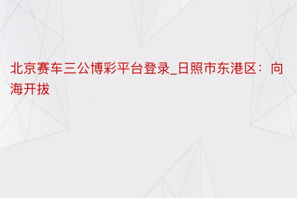 北京赛车三公博彩平台登录_日照市东港区：向海开拔